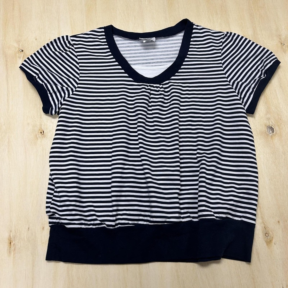 Vintage Spoiled Rotten U.S.A. Shirt Womens 1X Blue Stripe Short Sleeve V Neck